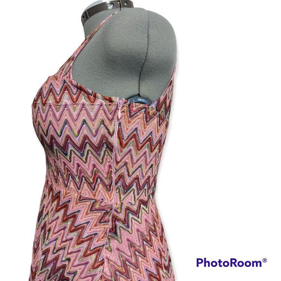 Candie's Pink Crochet Chevron Skater Dress, Medium - Picture 7 of 8